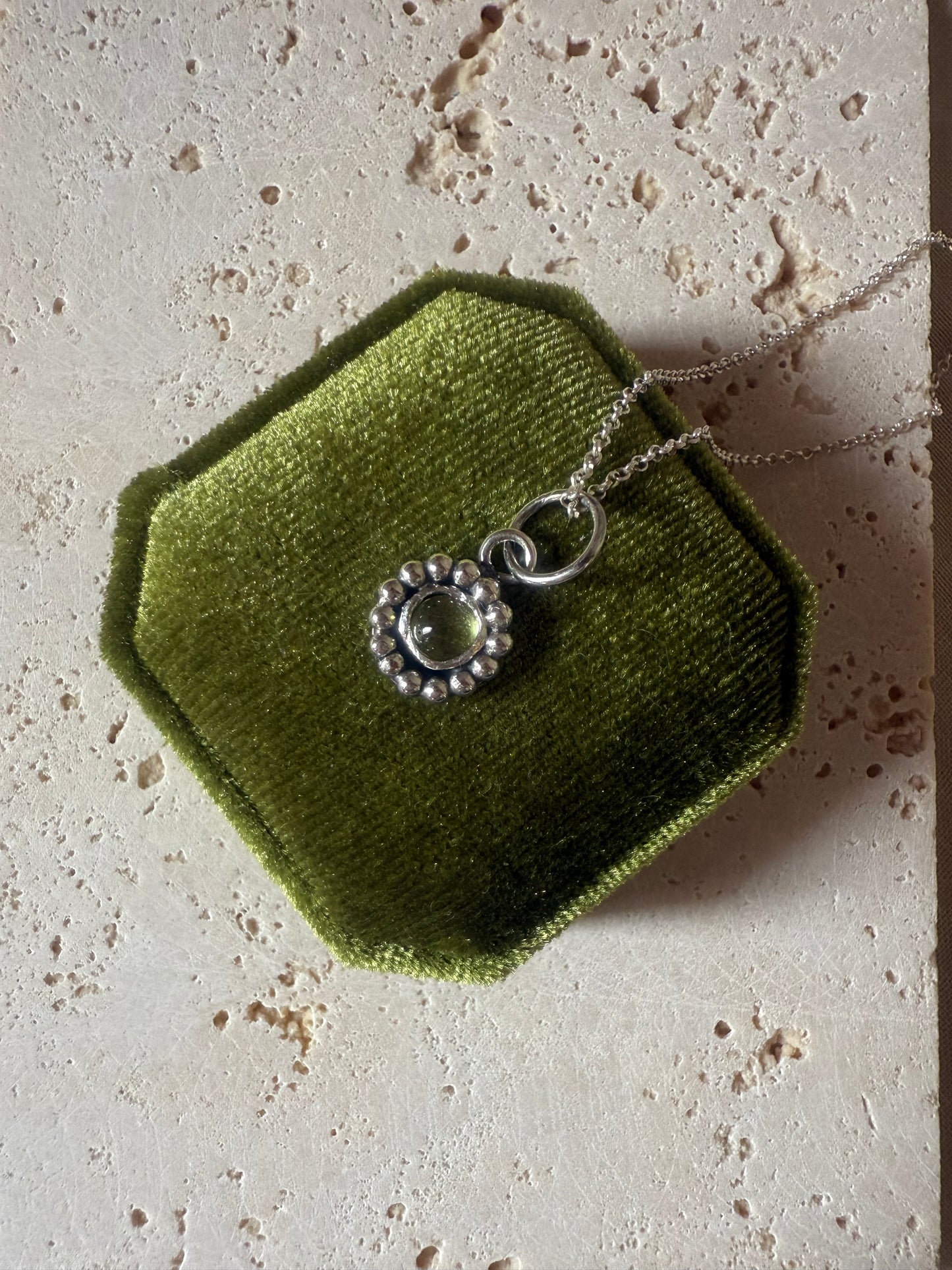 Handmade Peridot Necklace in Sterling Silver | August Birthstone