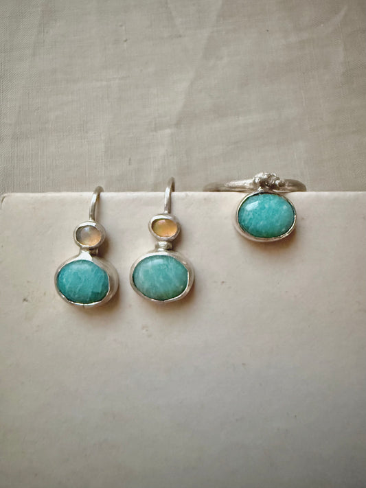 AMAZONITE & OPAL Earrings | Drop Style