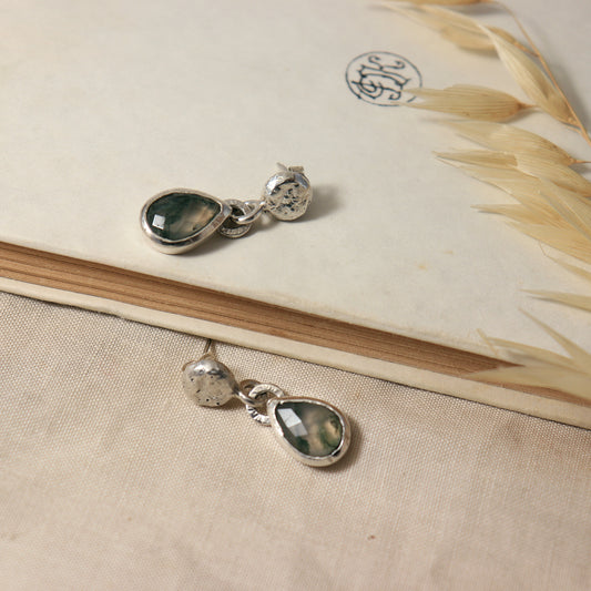 Moss Agate Drop Earrings – Handcrafted Silver Jewelry | Viartvi