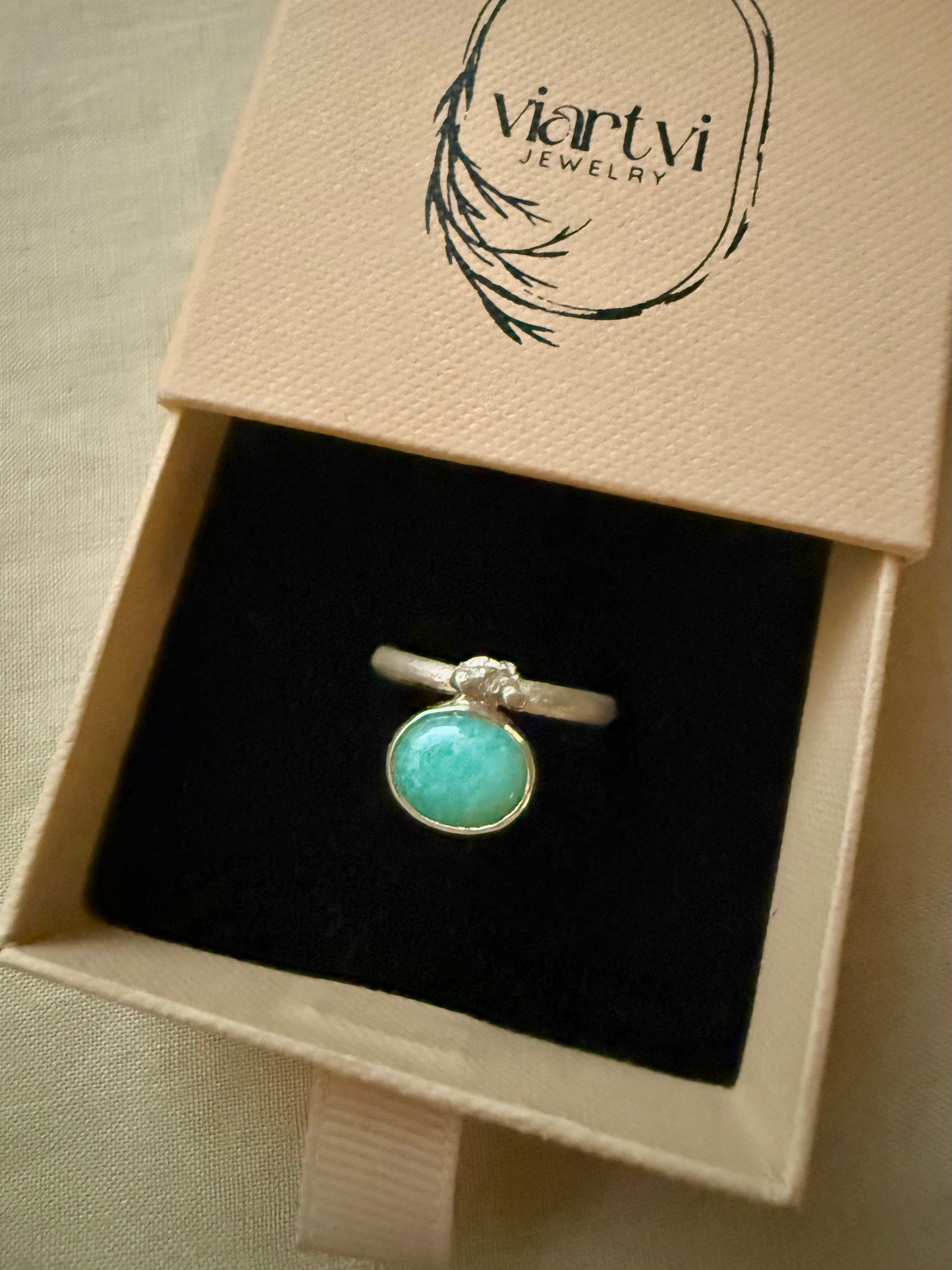 Amazonite organic ring / Size 56 (EU) / P (UK)