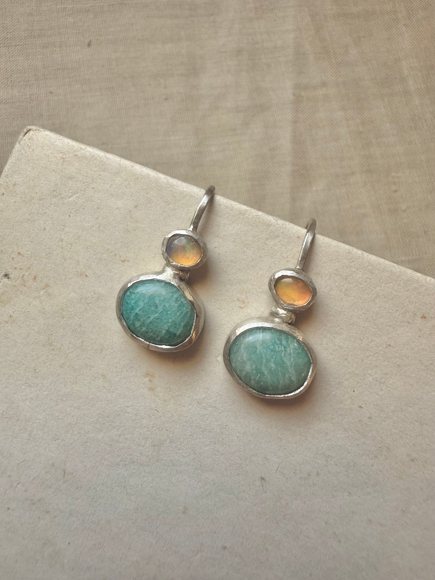 AMAZONITE & OPAL Earrings | Drop Style