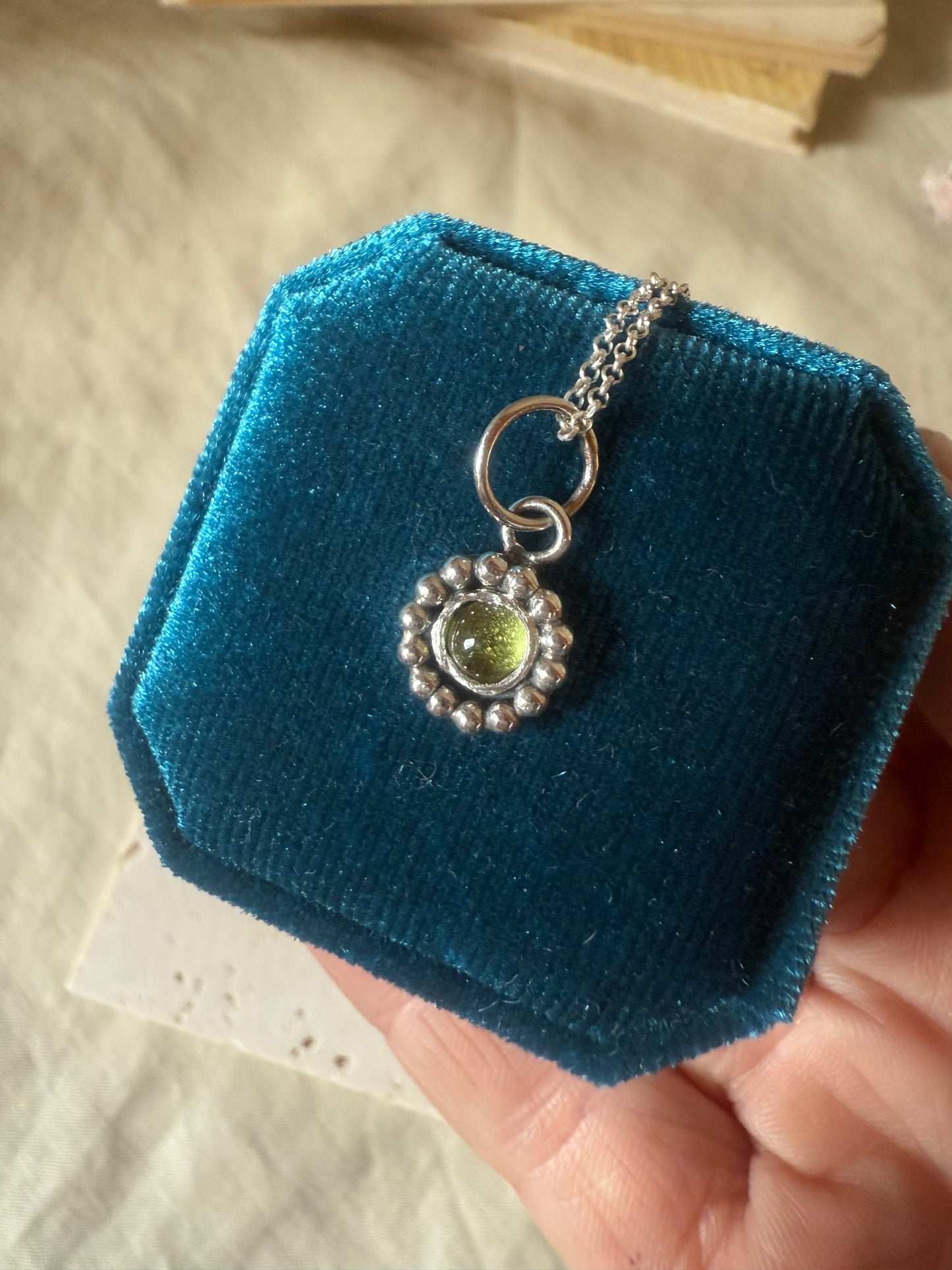 Handmade Peridot Necklace in Sterling Silver | August Birthstone