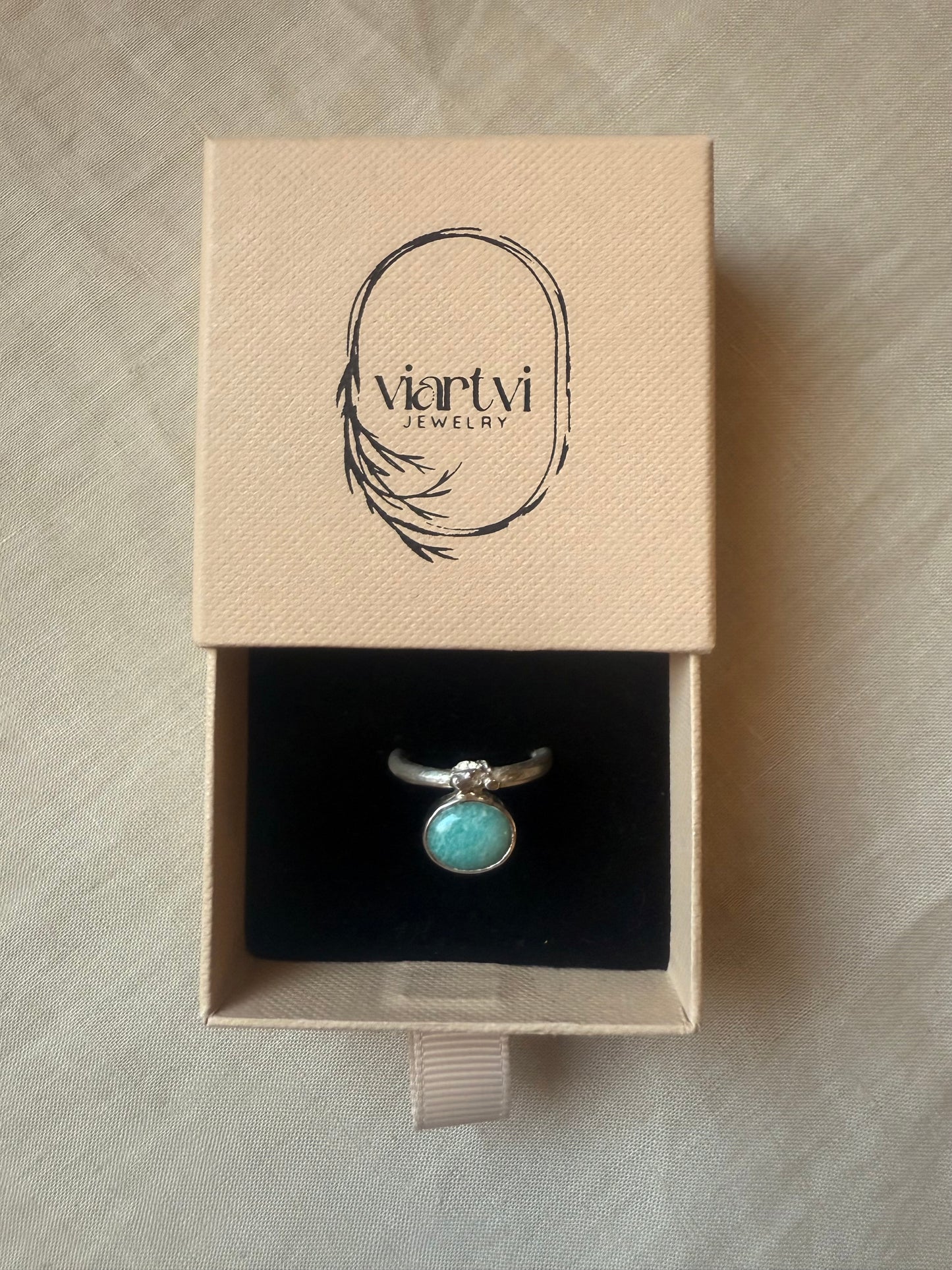 Amazonite organic ring / Size 56 (EU) / P (UK)