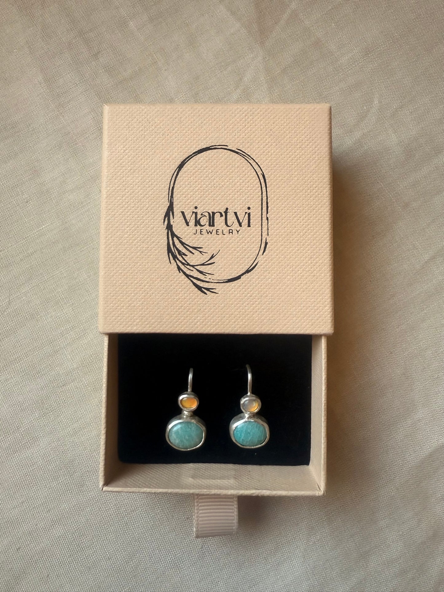 AMAZONITE & OPAL Earrings | Drop Style