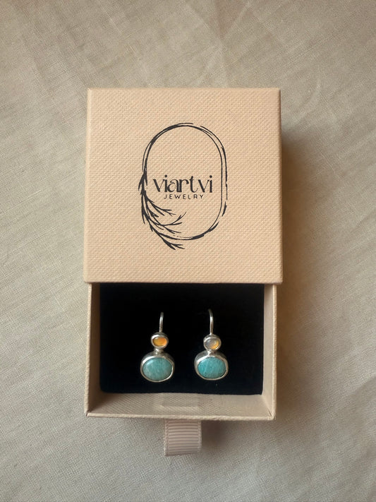 AMAZONITE & OPAL Earrings | Drop Style