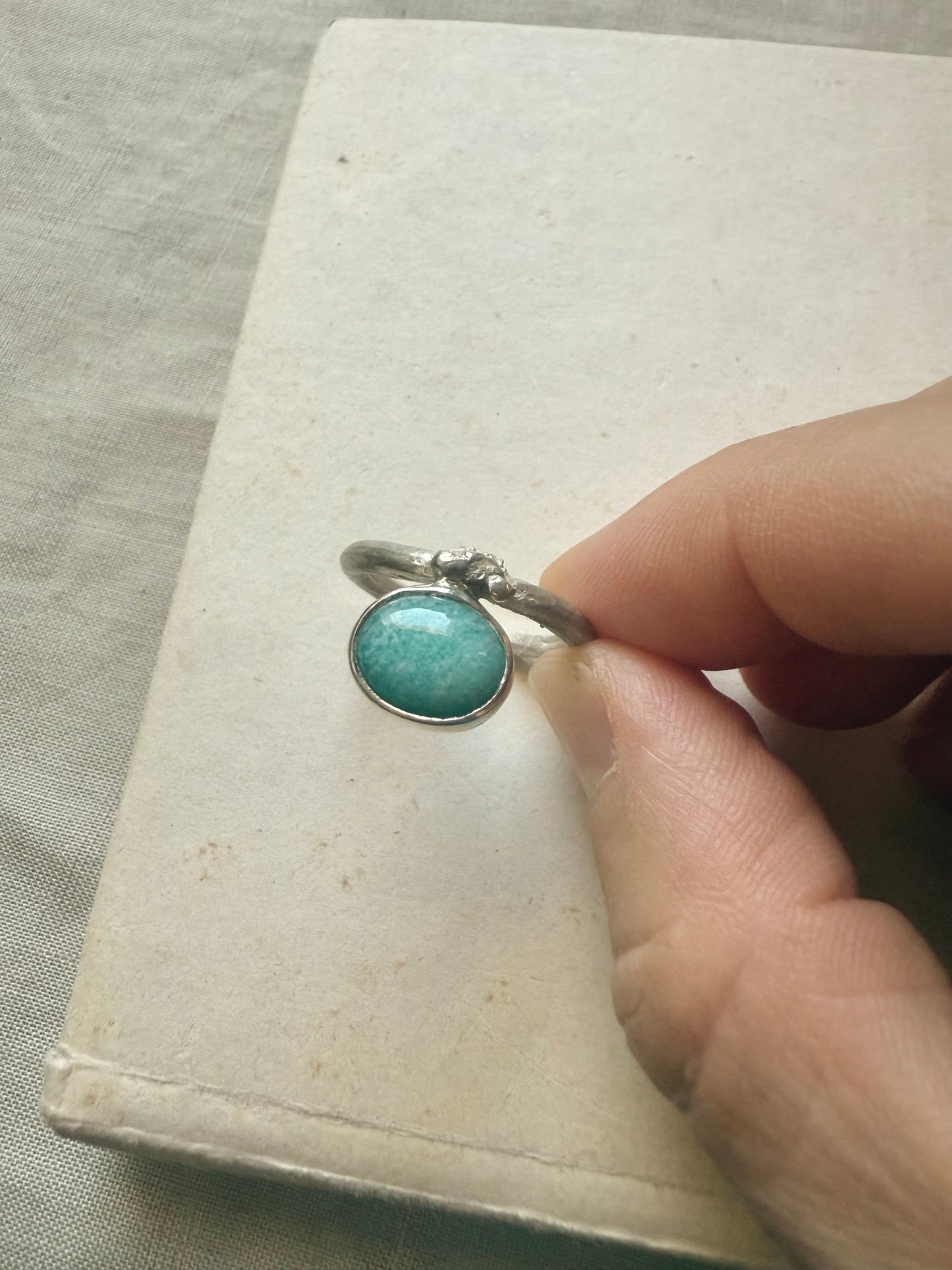 Amazonite organic ring / Size 56 (EU) / P (UK)