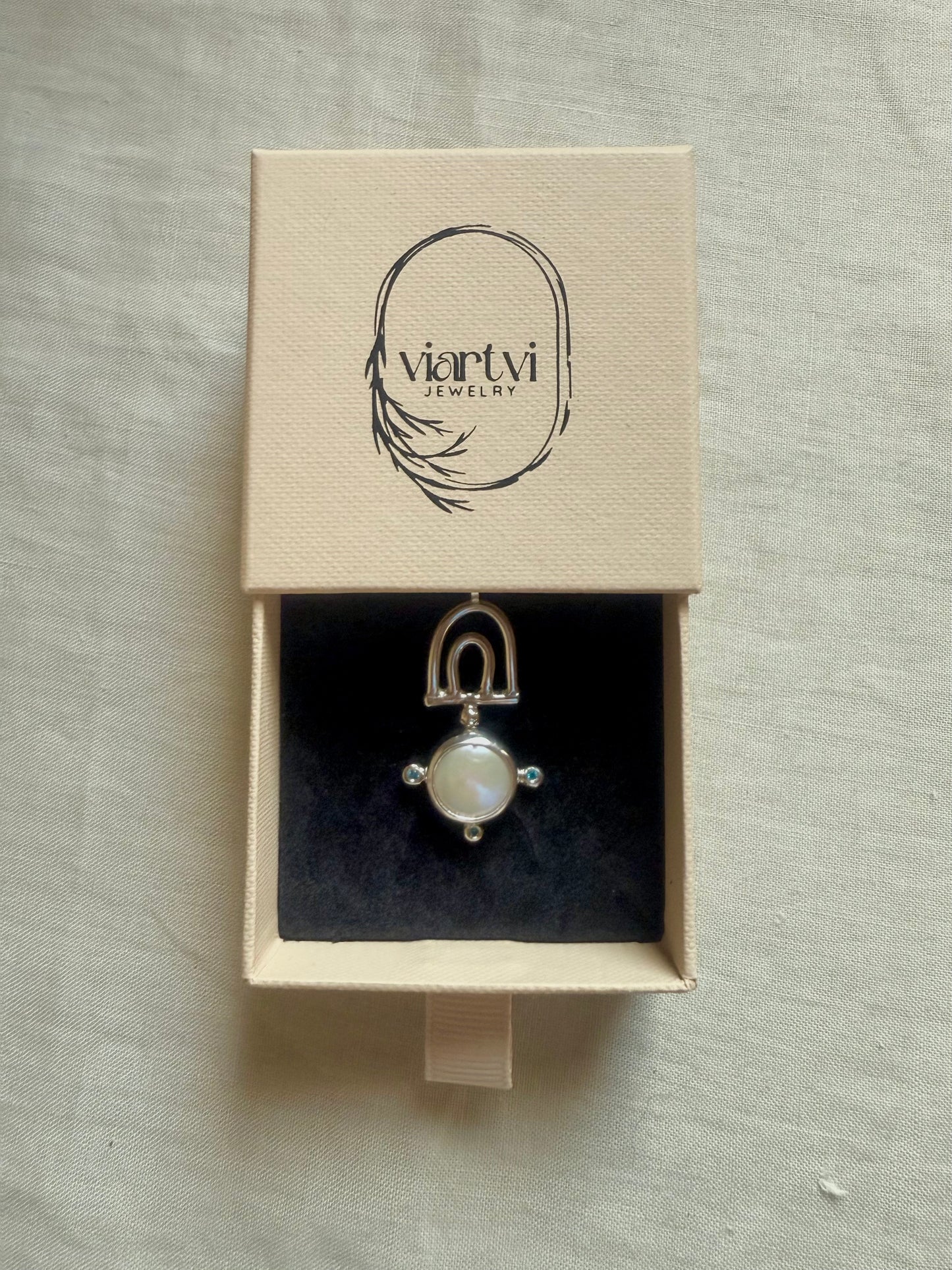 Lunaria Pearl & Blue Topaz Necklace