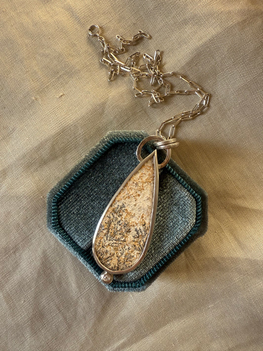 Root Pendant – Dendritic Agate & Sterling Silver Necklace