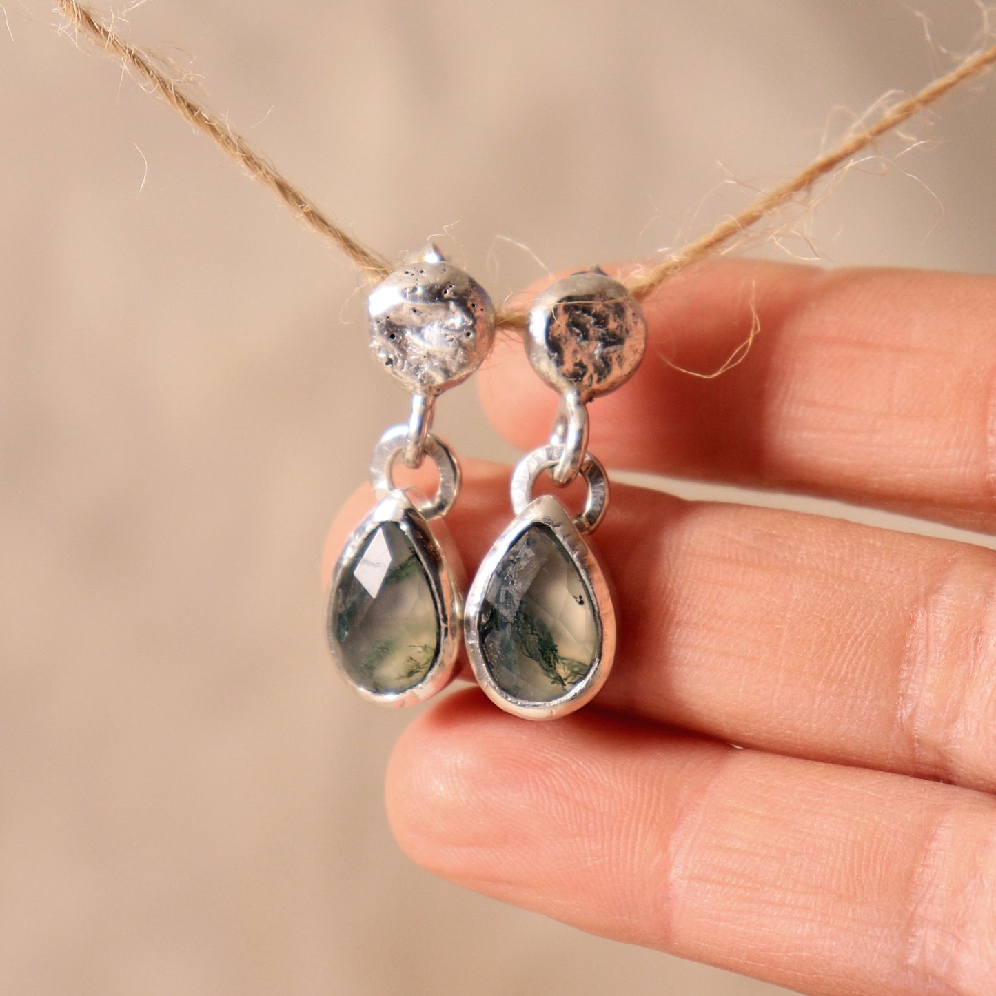 Moss Agate Drop Earrings