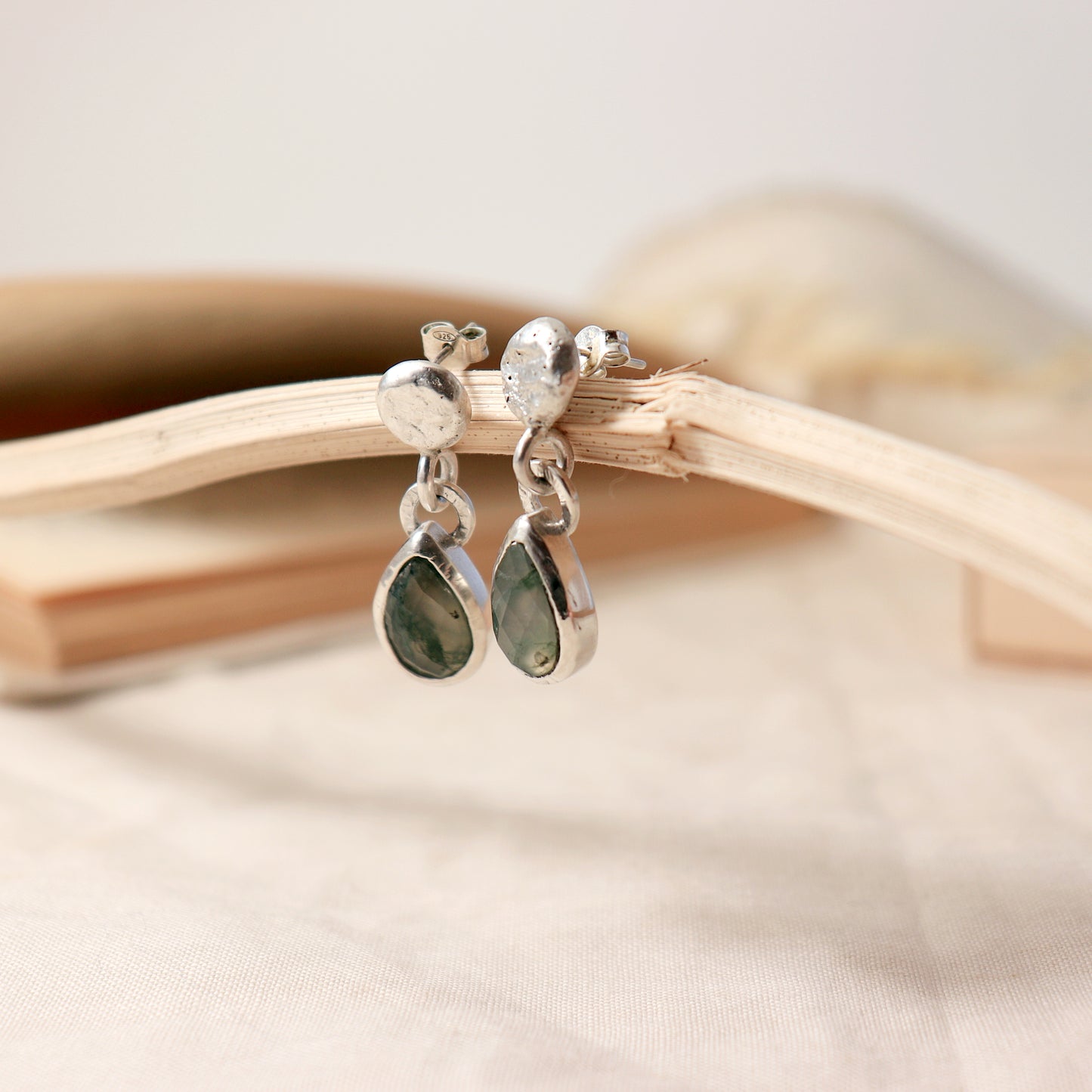 Moss Agate Drop Earrings